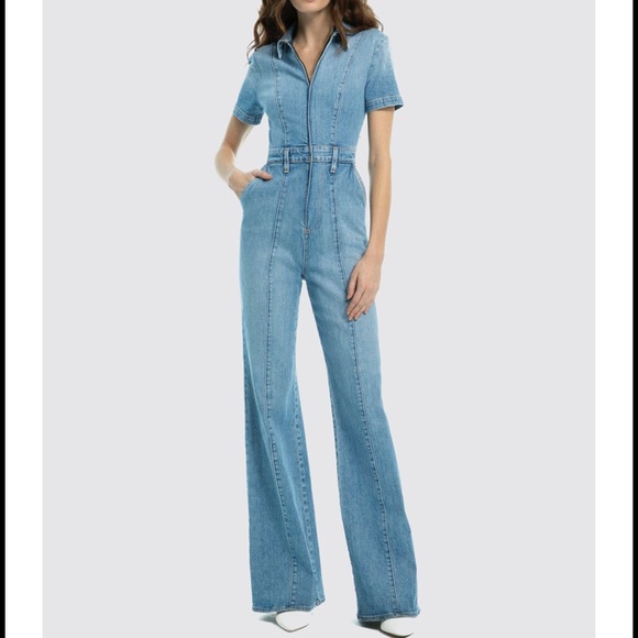 alice and olivia denim jumpsuit